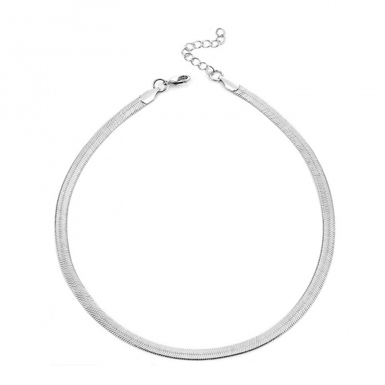 Bild von 304 Edelstahl Einfach Schlangenkette Kette Halskette Silberfarbe 45cm lang, 1 Strang