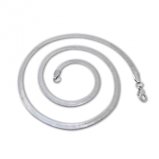 Imagen de 304 Acero Inoxidable Cadena Serpiente Collares Tono de Plata 40cm longitud, Cadena: 2mm, 1 Unidad