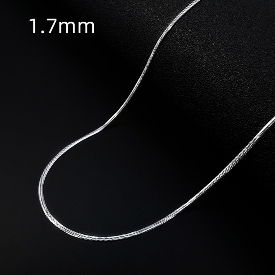 Imagen de 304 Acero Inoxidable Cadena Serpiente Collares Tono de Plata 41cm longitud, Cadena: 1.7mm, 1 Unidad