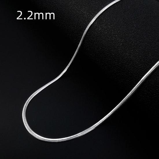 Imagen de 304 Acero Inoxidable Cadena Serpiente Collares Tono de Plata 41cm longitud, Cadena: 2.2mm, 1 Unidad