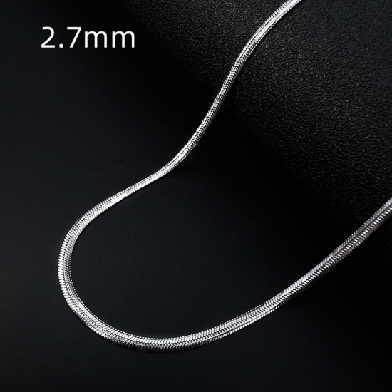 Imagen de 304 Acero Inoxidable Cadena Serpiente Collares Tono de Plata 46cm longitud, Cadena: 2.7mm, 1 Unidad