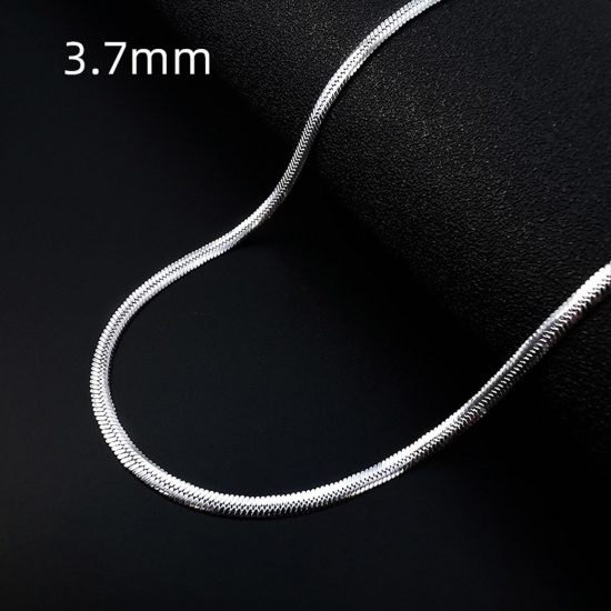 Immagine di 304 Acciaio Inossidabile Catena di Serpente Collana Tono Argento 41cm Lunghezza, Dimensione della Catena 3.7mm, 1 Pz