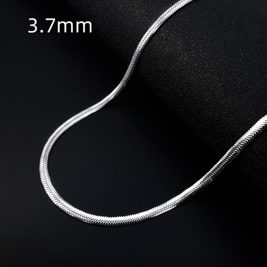 Imagen de 304 Acero Inoxidable Cadena Serpiente Collares Tono de Plata 46cm longitud, Cadena: 3.7mm, 1 Unidad