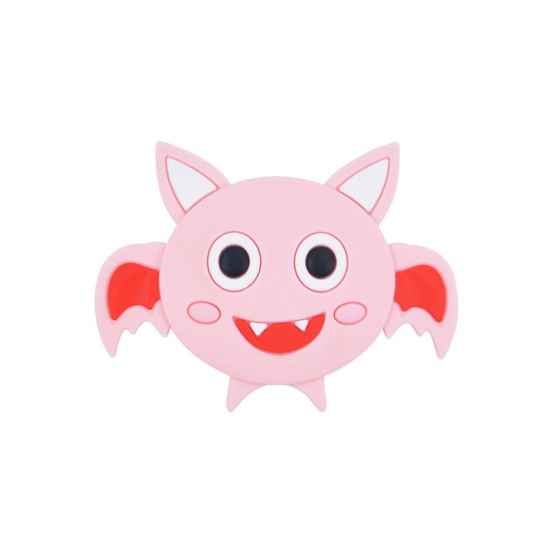 Immagine di Silicone Halloween Spacer Beads Halloween Bat Animal Pink About 3.4cm x 2.5cm, Hole: Approx 3mm, 2 PCs