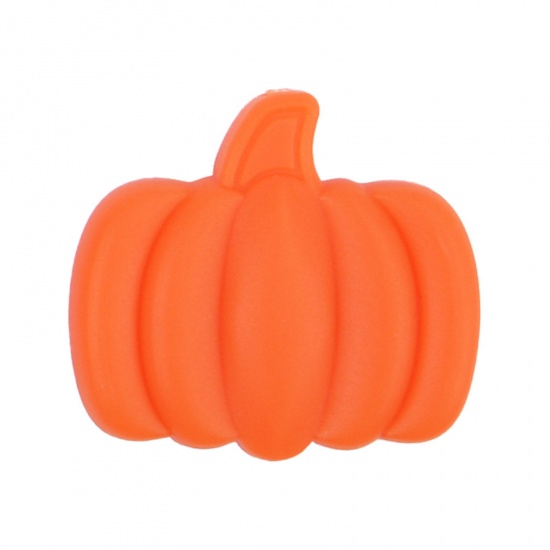 Immagine di Silicone Halloween Spacer Beads Pumpkin Orange-red About 3.1cm x 2.6cm, Hole: Approx 3mm, 2 PCs