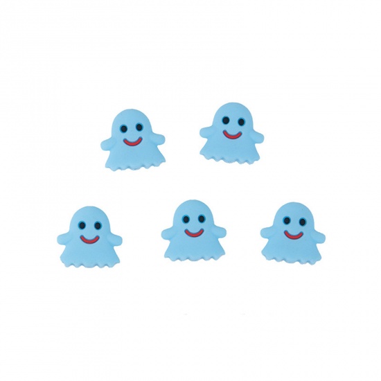 Immagine di Silicone Halloween Spacer Beads Halloween Ghost Blue About 25mm x 23.5mm, Hole: Approx 3mm, 2 PCs