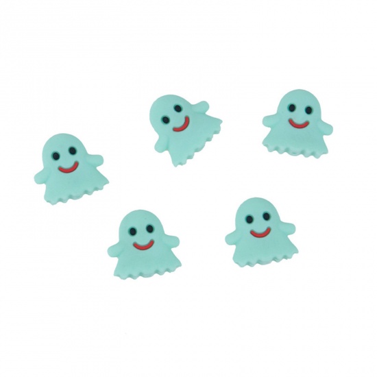 Immagine di Silicone Halloween Spacer Beads Halloween Ghost Mint Green About 25mm x 23.5mm, Hole: Approx 3mm, 2 PCs