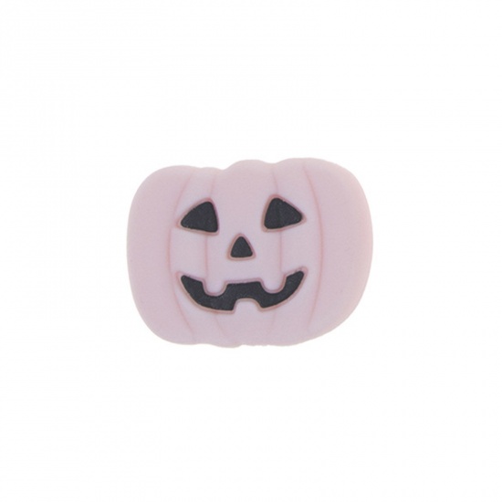 Immagine di Silicone Halloween Spacer Beads Pumpkin Pink Ghost Face Pattern About 27mm x 20mm, Hole: Approx 3mm, 2 PCs