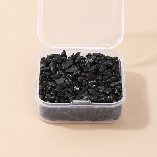 Bild von Obsidian ( Natur ) Halbedelstein (Ohne Loch) Chip Perlen Schwarz 3mm - 2mm, 1 Box