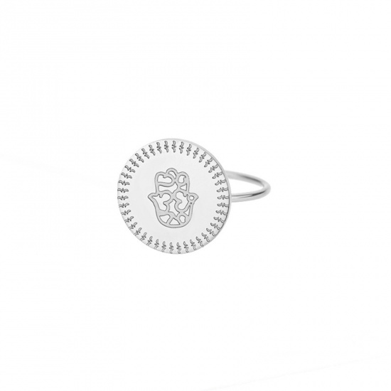 Immagine di 304 Acciaio Inossidabile Elegante Non Regolabile Anello Tono Argento Rosa 17.3mm (taglia di US: 7), 1 Pz