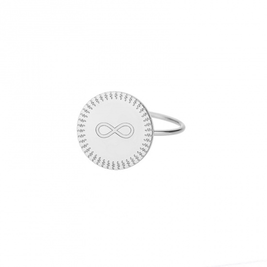 Immagine di 304 Acciaio Inossidabile Elegante Non Regolabile Anello Tono Argento Simbolo di Infinito 17.3mm (taglia di US: 7), 1 Pz