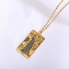 Picture of 304 Stainless Steel Tarot Curb Link Chain Necklace Gold Plated Rectangle Message " THE STAR " 40cm(15 6/8") long, 1 Piece