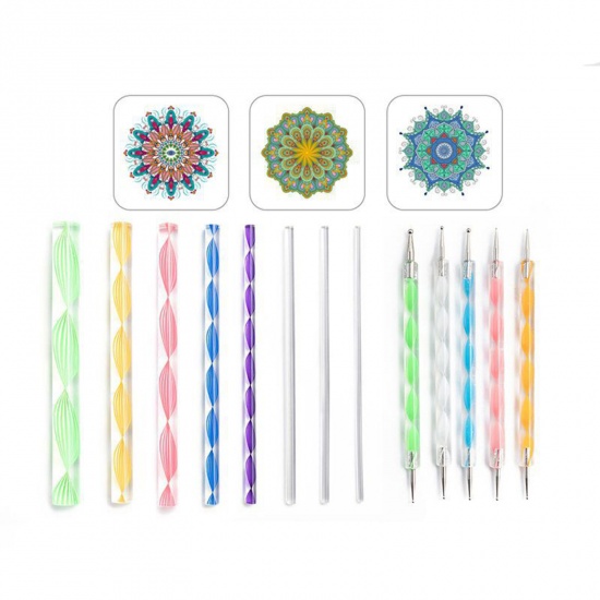 Picture of 1# Buddhism Mandala DIY Painting Templates Stencils Dotting Pen Tools Kit Multicolor 1 Set ( 16 PCs/Set)