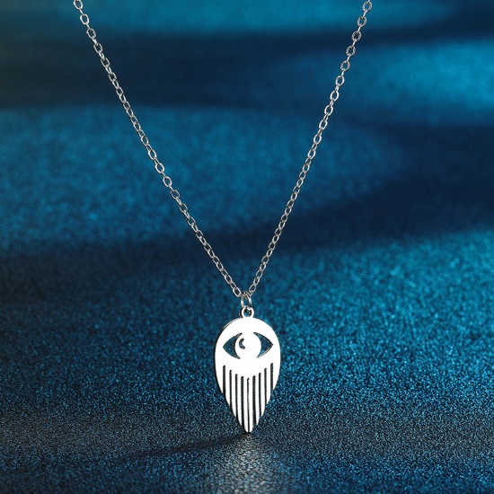Bild von 304 Edelstahl Religiös Gliederkette Kette Halskette Silberfarbe Böser Blick Hohl 45cm lang, 1 Strang