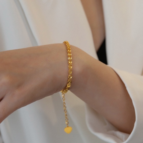 Picture of 304 Stainless Steel Stylish Link Chain Bracelets Gold Plated 17cm(6 6/8") long, 1 Piece