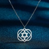 Picture of 304 Stainless Steel Stylish Link Cable Chain Necklace Silver Tone Rhombus Star Of David Hexagram Hollow 45cm(17 6/8") long, 1 Piece