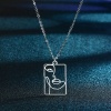 Picture of 304 Stainless Steel Stylish Link Cable Chain Necklace Silver Tone Face Rectangle Hollow 45cm(17 6/8") long, 1 Piece