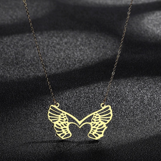 Bild von 304 Edelstahl Insekt Gliederkette Kette Halskette Vergoldet Schmetterling Hohl 45cm lang, 1 Strang