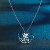 Picture of 304 Stainless Steel Insect Link Cable Chain Necklace Silver Tone Moth Hollow 45cm(17 6/8") long, 1 Piece