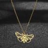 Picture of 304 Stainless Steel Insect Link Cable Chain Necklace Gold Plated Moth Hollow 45cm(17 6/8") long, 1 Piece
