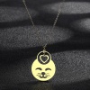 Picture of 304 Stainless Steel Cute Link Cable Chain Necklace Gold Plated Cat Animal Heart Hollow 45cm(17 6/8") long, 1 Piece