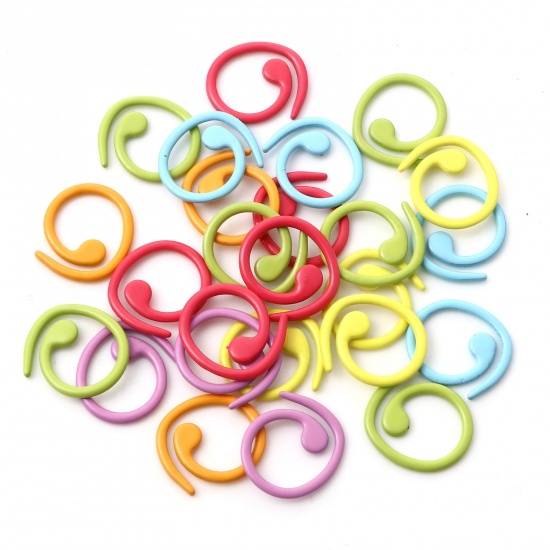 Picture of Zinc Based Alloy Knitting Stitch Markers Spiral At Random Color Painted 15mm, 1 Packet ( 100 PCs/Packet)