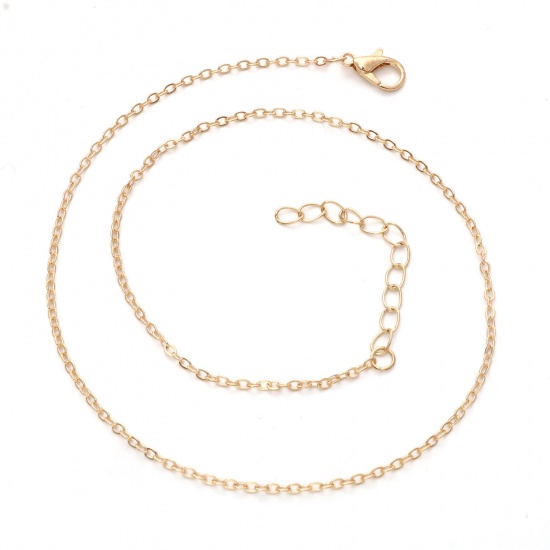 Picture of Iron Based Alloy Link Cable Chain Necklace Gold Plated 36.5cm(14 3/8") long, Chain Size: 2mm, 1 Packet ( 10 PCs/Packet)