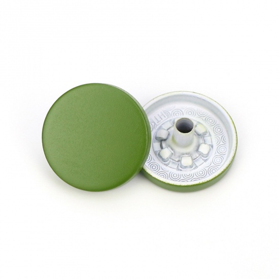 Imagen de Aleación Metal Botón Snap Fasteners Verde Pintura 15mm Dia, 10 Unidades