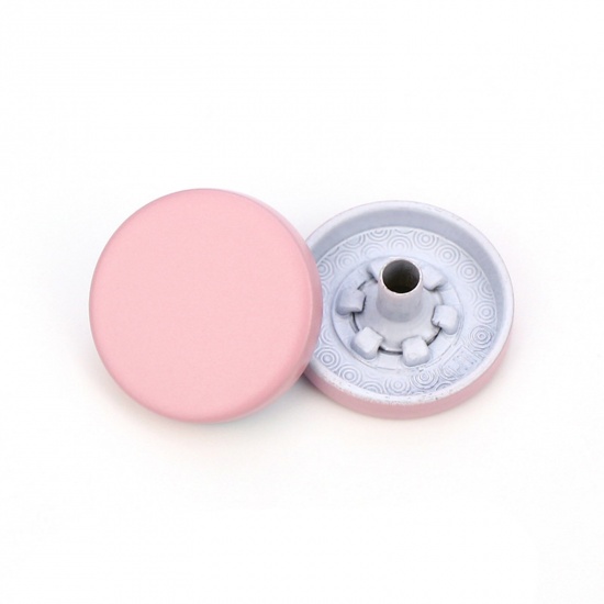 Imagen de Aleación Metal Botón Snap Fasteners Color rosa Pintura 15mm Dia, 10 Unidades