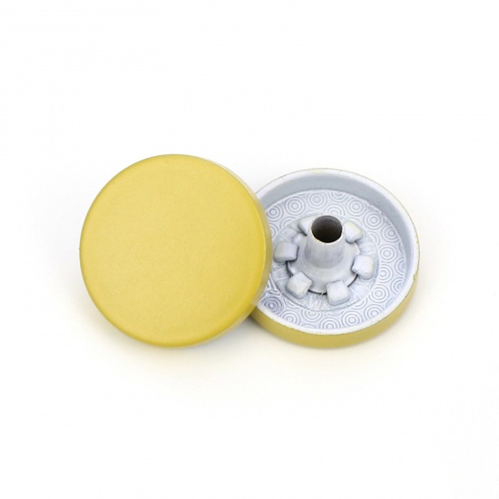 Imagen de Aleación Metal Botón Snap Fasteners Amarillo Pintura 15mm Dia, 10 Unidades