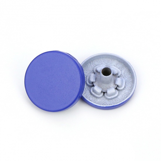 Imagen de Aleación Metal Botón Snap Fasteners Azul Marino Pintura 15mm Dia, 10 Unidades