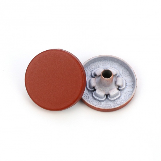 Bild von Legierung Metall Druckknöpfe nähfrei Dunkelrot Spritzlackierung 15mm D., 10 Stück