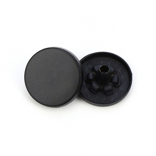 Imagen de Aleación Metal Botón Snap Fasteners Negro Pintura 15mm Dia, 10 Unidades