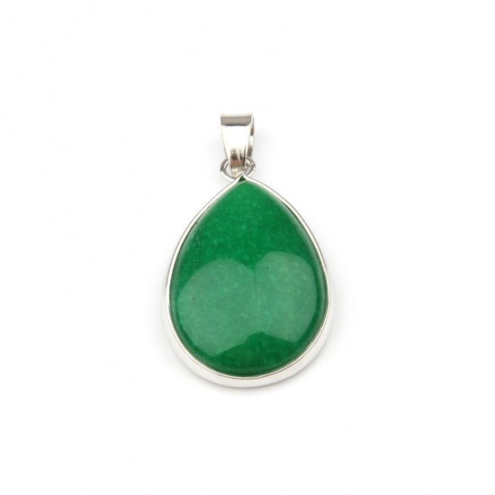 Bild von Malaysier Jade ( Natur ) Anhänger Tropfen Vergoldet Grün 35mm x 24mm, 1 Stück