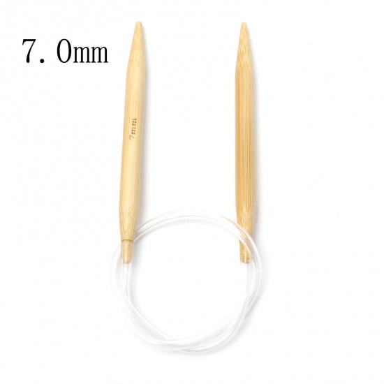 Picture of 7mm Bamboo & Plastic Circular Knitting Needles Beige 40cm(15 6/8") long, 1 Piece