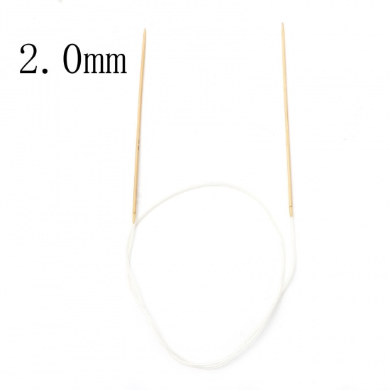 Bild von (US0 2.0mm) Bambus & Kunststoff Tube Stricknadel Beige 80cm lang, 1 Stück