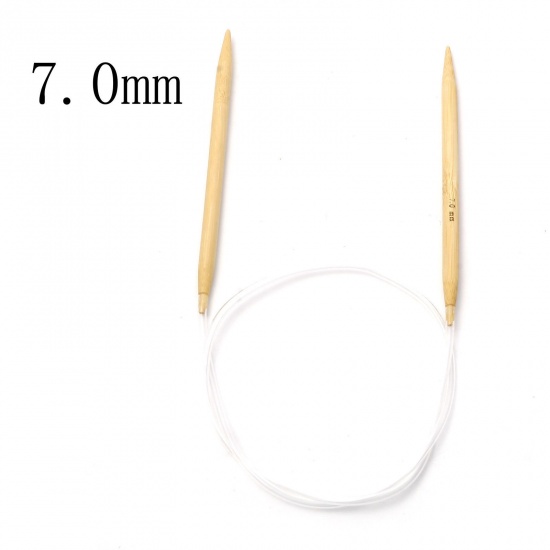 Bild von 7mm Bambus & Kunststoff Tube Stricknadel Beige 80cm lang, 1 Stück