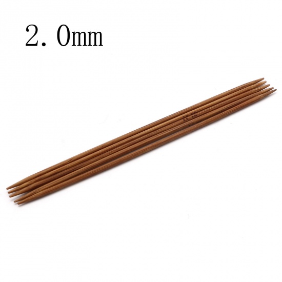 Bild von (US0 2.0mm) Bambus Stricknadel mit Doppelte Öse Braun 13cm lang, 5 Stücke