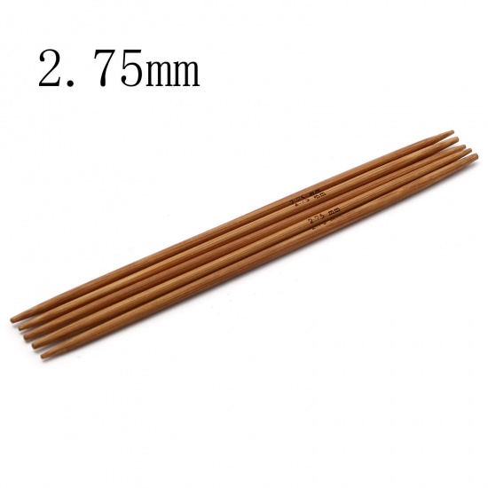 Imagen de (US2 2.75mm) Bambú Doble Punta Agujas de tejer Marrón 13cm longitud, 5 Unidades