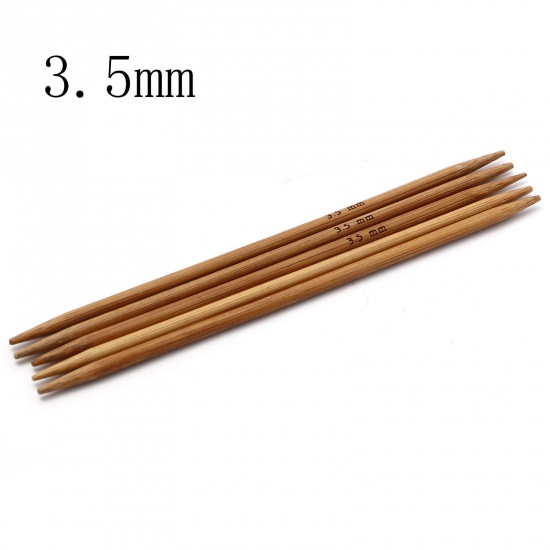 Imagen de (US4 3.5mm) Bambú Doble Punta Agujas de tejer Marrón 13cm longitud, 5 Unidades