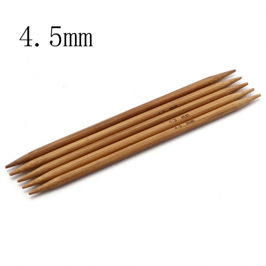 Imagen de (US7 4.5mm) Bambú Doble Punta Agujas de tejer Marrón 13cm longitud, 5 Unidades