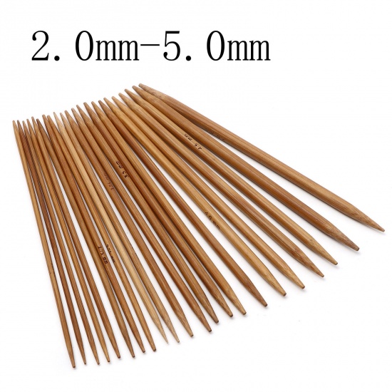 Bild von 2mm - 5mm Bambus Stricknadel mit Doppelte Öse Braun 13cm lang, 1 Set ( 55 Stück/Set)