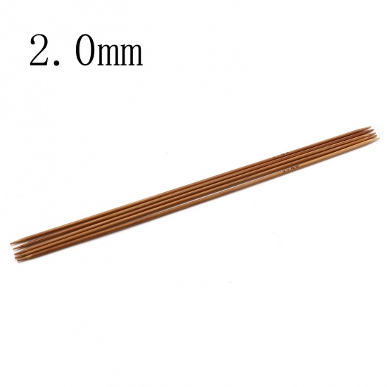 Bild von (US3 3.25mm) Bambus Stricknadel mit Doppelte Öse Braun 20cm lang, 5 Stücke