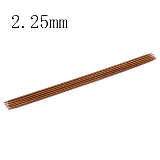 Bild von (US1 2.25mm) Bambus Stricknadel mit Doppelte Öse Braun 20cm lang, 5 Stücke