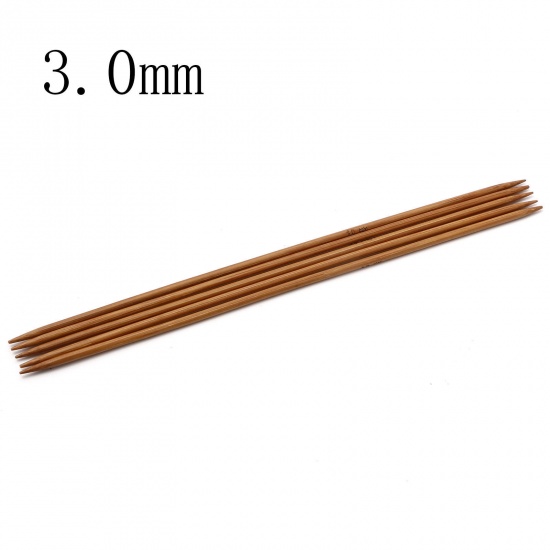 Bild von 3mm Bambus Stricknadel mit Doppelte Öse Braun 20cm lang, 5 Stücke