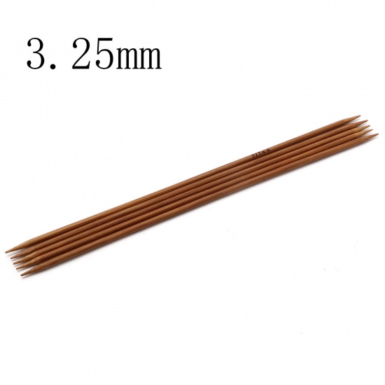 Bild von (US3 3.25mm) Bambus Stricknadel mit Doppelte Öse Braun 20cm lang, 5 Stücke