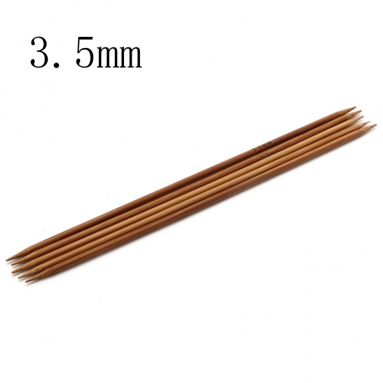 Bild von (US4 3.5mm) Bambus Stricknadel mit Doppelte Öse Braun 20cm lang, 5 Stücke