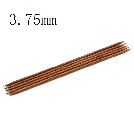 Bild von (US5 3.75mm) Bambus Stricknadel mit Doppelte Öse Braun 20cm lang, 5 Stücke