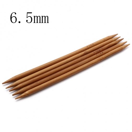 Bild von (US10.5 6.5mm) Bambus Stricknadel mit Doppelte Öse Braun 20cm lang, 5 Stücke