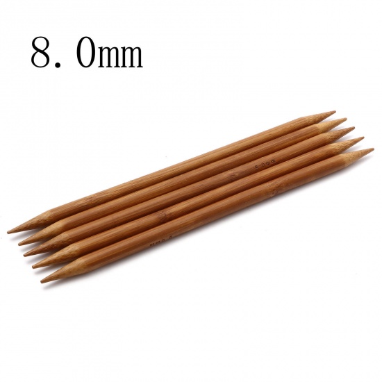 Bild von (US11 8.0mm) Bambus Stricknadel mit Doppelte Öse Braun 20cm lang, 5 Stücke
